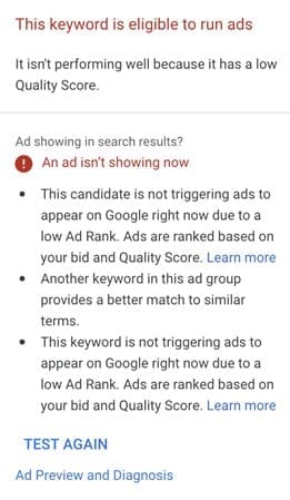 Your Ad Might Not Display if the Quality Score is Low